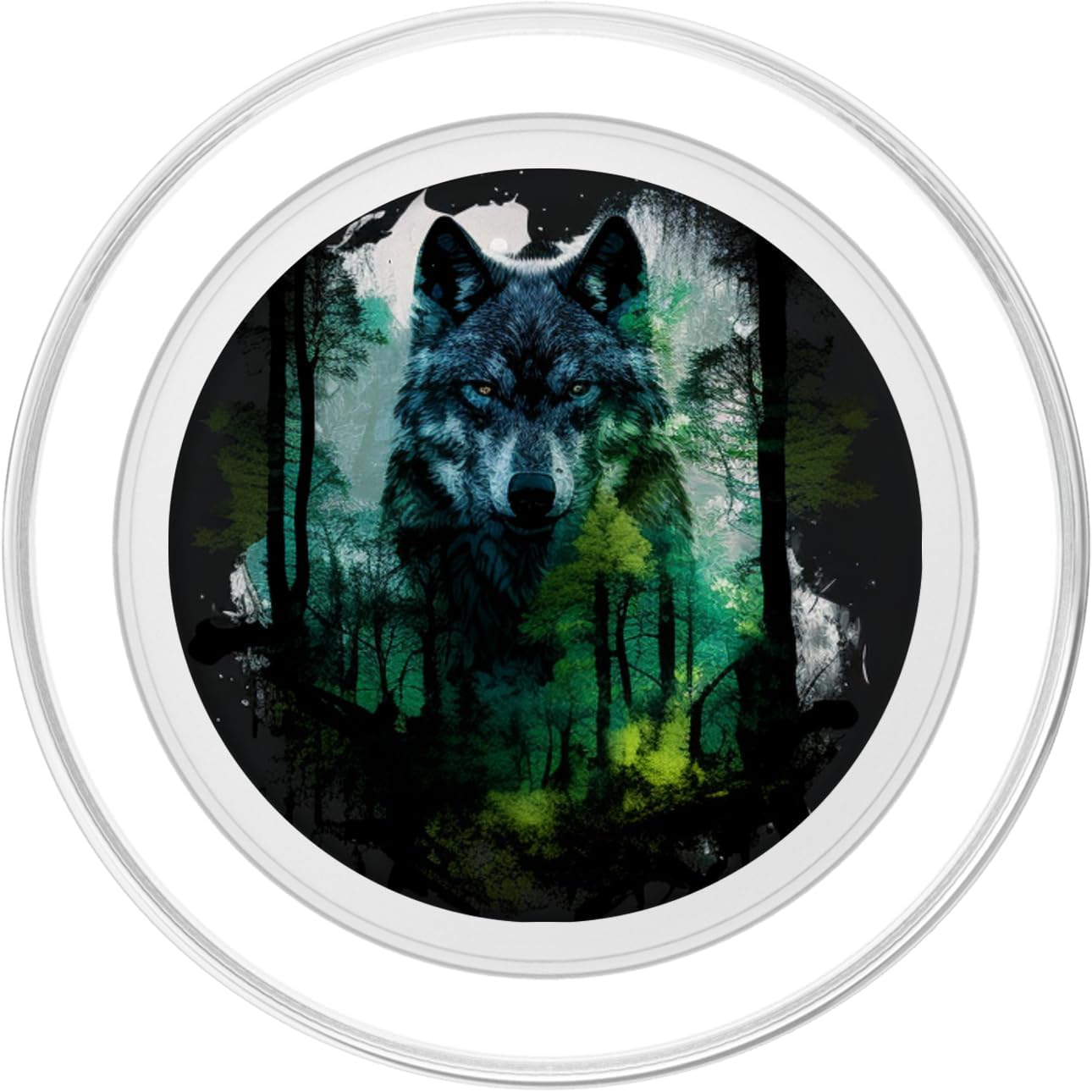 Vintage mystic wolf in a ghost forest PopSockets MagSafe PopGrip for iPhone