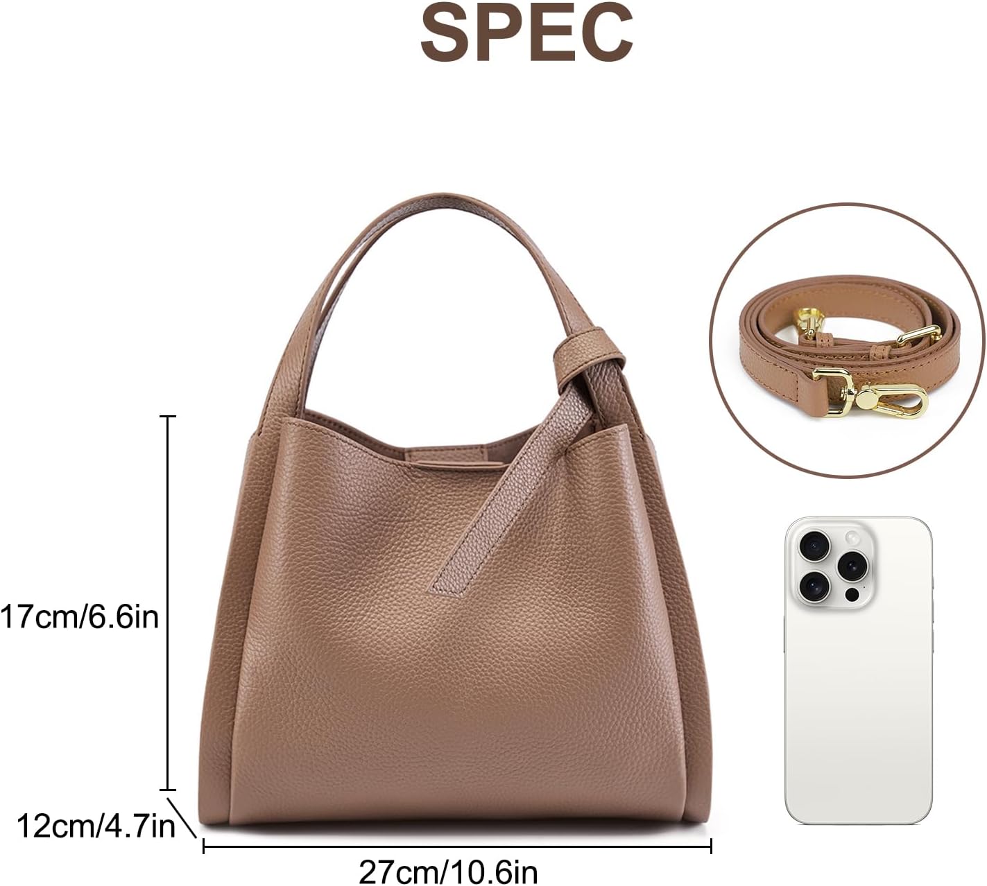 Bucket Bags for Women, Genuine Leather Handbags Small Crossbody Purses, Shoulder Bags with an Adjustable Strap - Image 3