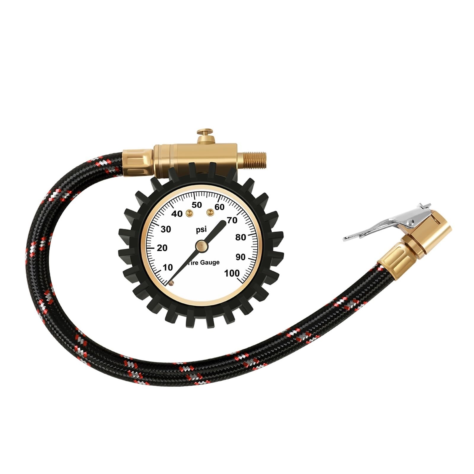 Medidor De Presión De Neumáticos De 100 PSI con Portabrocas con Clip, Medidor De Neumáticos Analógico De Precisión De Dial De 2 Pulgadas, Lectura De Presión Conveniente FáCil De Usar