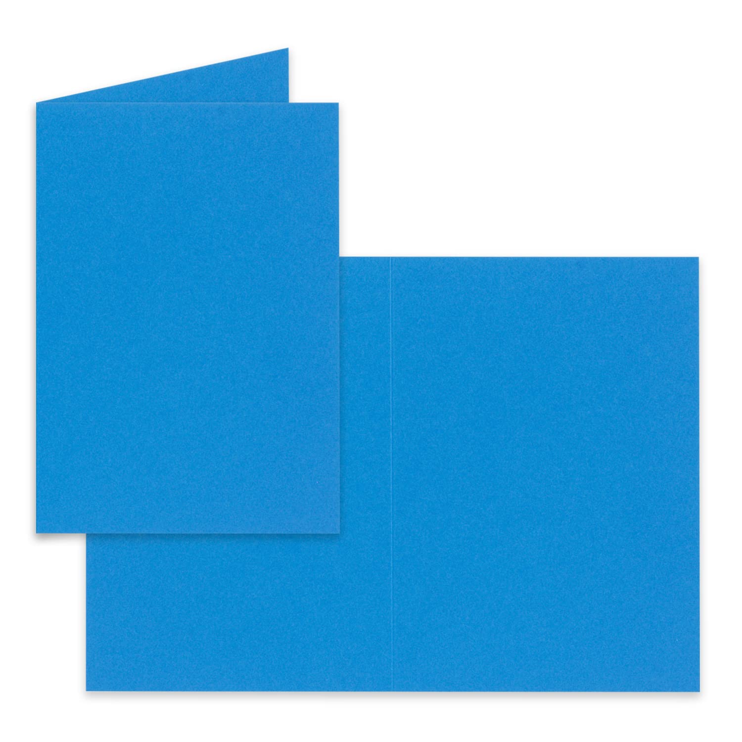 FarbenFroh B6 Folding Cards 12 x 17 cm Blank Double Cards for Invitations / Greeting Cards Suitable for Printers Azure Blue Pack of 50