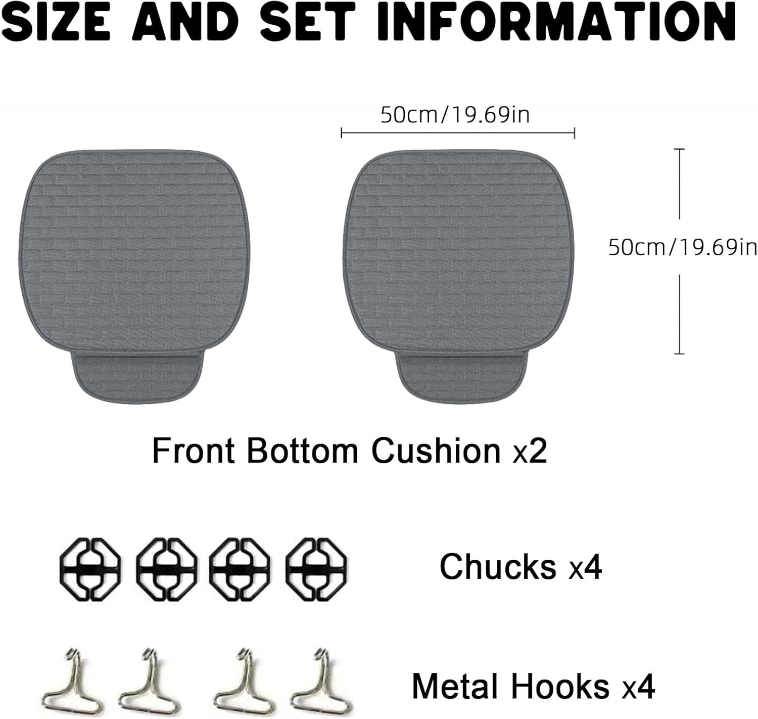 Dark Gray Car Seat Covers Front Seats,2 Pack Seat Covers for Cars Truck SUV, Front Seat Covers with Storage Pocket(Dark Gray-Front Seat)