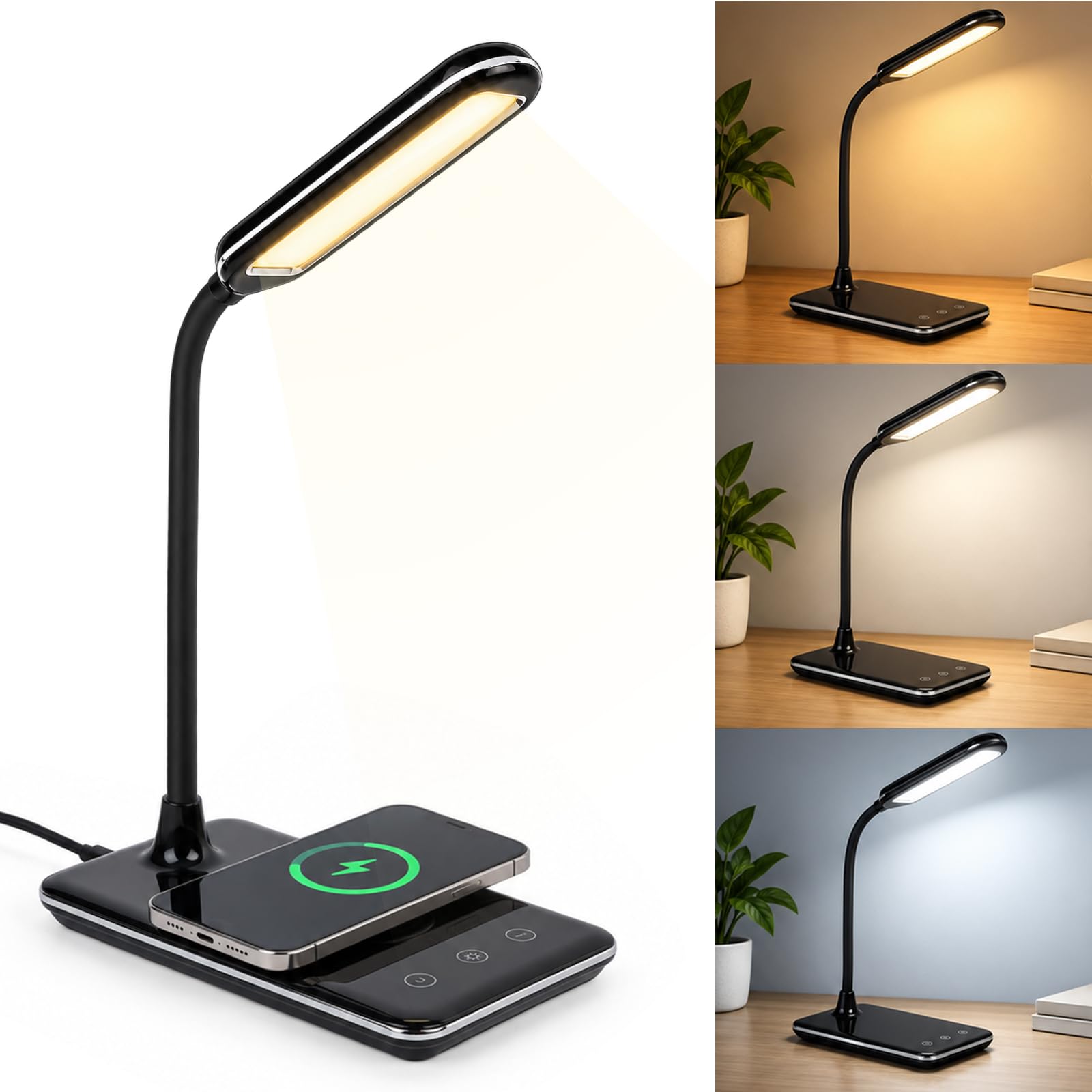 Biurany LED Desk Lamp, Eye-Caring Led Desk Light with 3 Color Modes