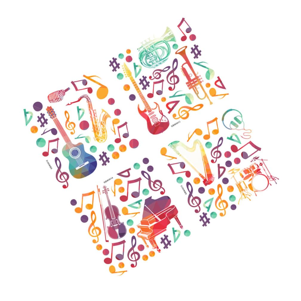 Angoily 2 Set Adesivo Murale Musicale Carta Da Parati Adesivi Murali Creativi Per La Stanza Decorazioni Per L'aula Di Musica Adesivi Da Parete Creativi Adesivi Per Aule Di Musica 4 Pezzi*2