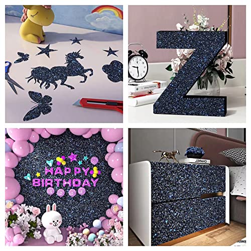 Funstick Galaxy Blue Black Glitter Wallpaper Border Peel And Stick Wall Border Self Adhesive Sparkle Black Wallpaper Decorative For Bedroom Bathroom Mirror Border Trim Glitter Contact Paper 3.9"X200" #TOP2