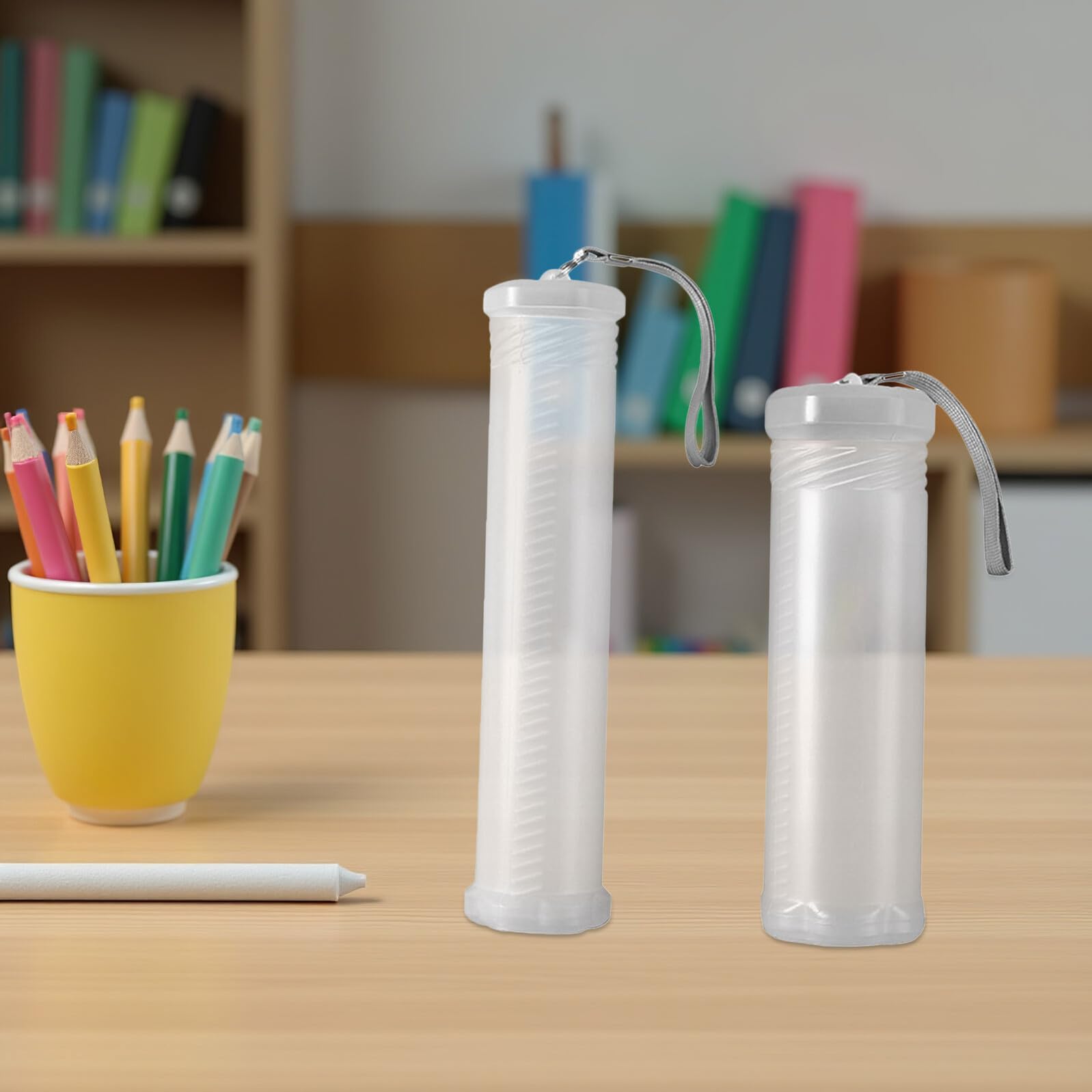 Astucci Plastica Trasparente Telescopici 2 Pezzi per Organizzare Penne, Contenitore Cilindrico Rigido in Plastica Retrattile per Studenti Back To School Party