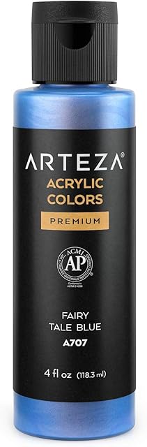ARTEZA Iridescent Acrylic Paint, A707 Fairy Tale Blue, 118 ml Bottle, Chameleon Colours, High-Viscosity Shimmer Paint, Water-Based, Blendable, for Canvas, Wood, Rocks, Fabrics and More