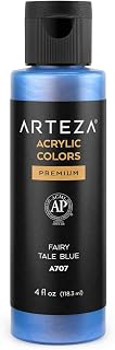 ARTEZA Iridescent Acrylic Paint, A707 Fairy Tale Blue, 118 ml Bottle, Chameleon Colors, High-Viscosity Shimmer Paint, Water-Based, Blendable, for Canvas, Wood, Rocks, Fabrics and More