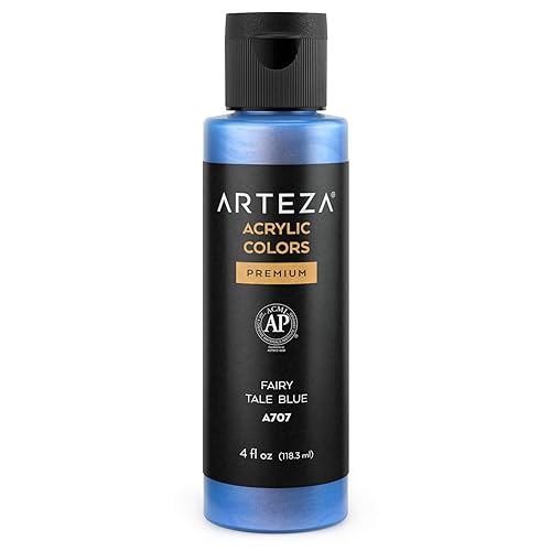 ARTEZA Iridescent Acrylic Paint, A707 Fairy Tale Blue, 118 ml
