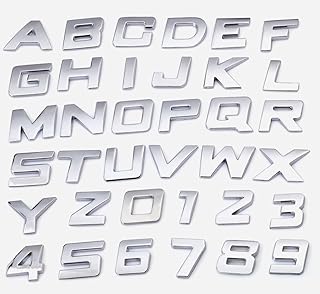 Kursiv 3D Metall Buchstaben Zahlen Selbstklebend Alphabet Auto Schild Auto Zubehör Dekoration (Hauptstadt Kursiv)