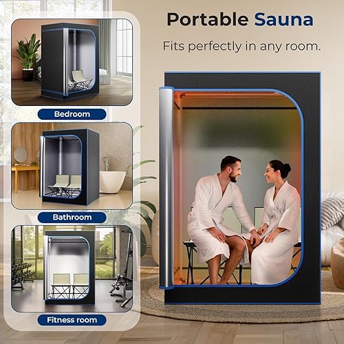 Miniatura 3 de SereneLife Tienda de campaña de sauna portátil de tamaño completo para dos personas plegable terapia corporal spa kit de calefacción de vapor para