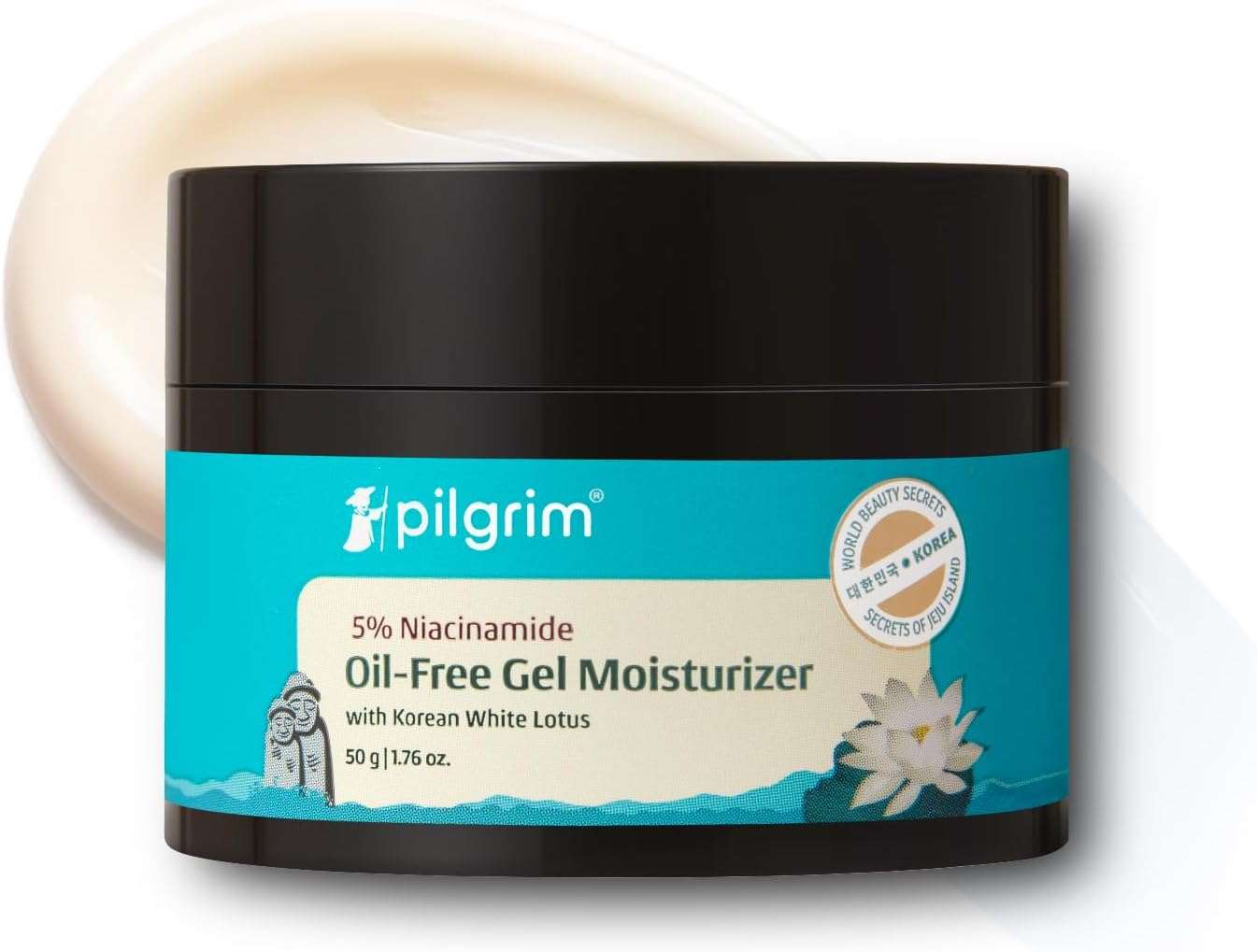 Pilgrim Korean Oil free Gel Moisturizer for oily skin with Hyaluronic Acid & Willow Bark Extracts | Moisturiser for face | Suitable for Oily & Acne-Prone Skin| Men & Women | Korean Skin Care | 50gm