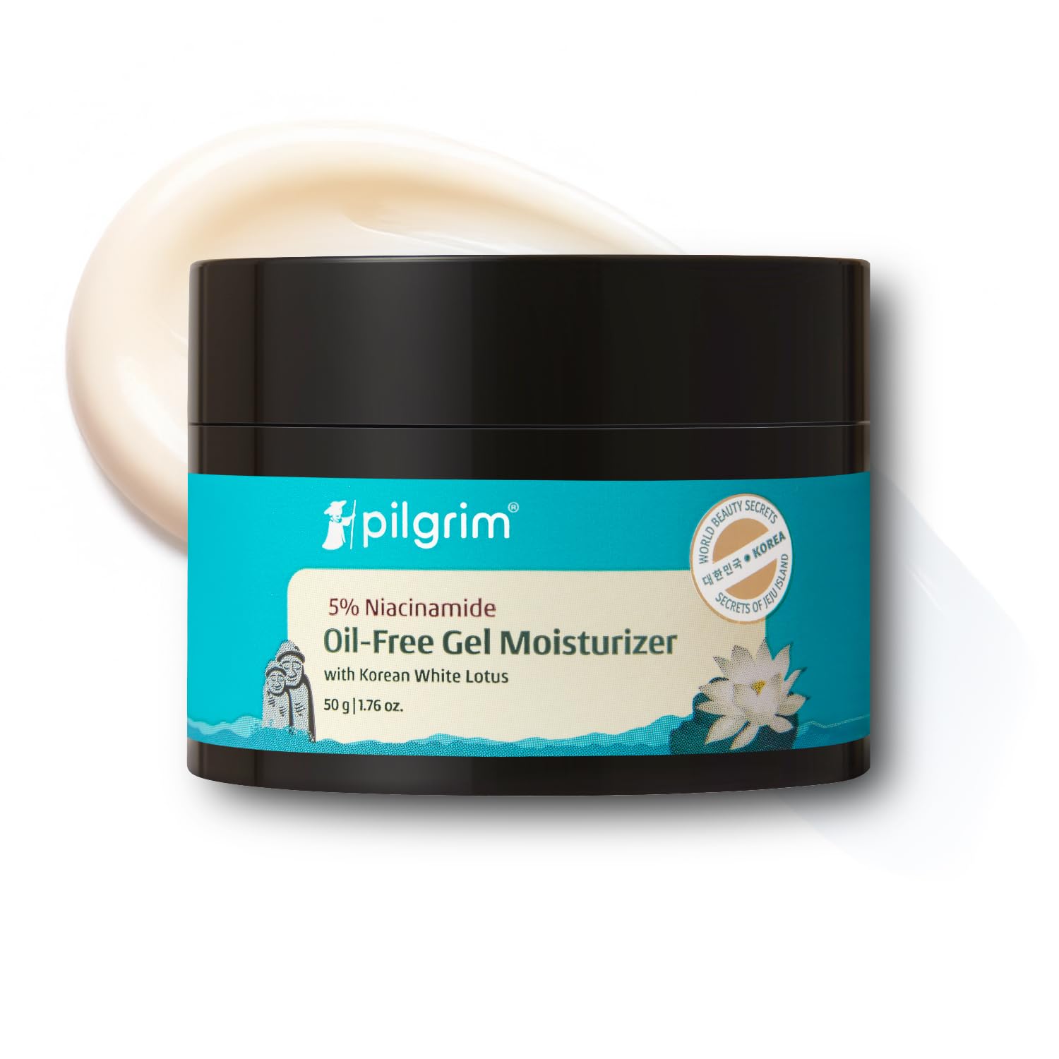 PilgrimKorean Oil free Gel Moisturizer for oily skin with Hyaluronic Acid & Willow Bark Extracts | Moisturiser for face | Suitable for Oily & Acne-Prone Skin| Men & Women | Korean Skin Care | 50gm