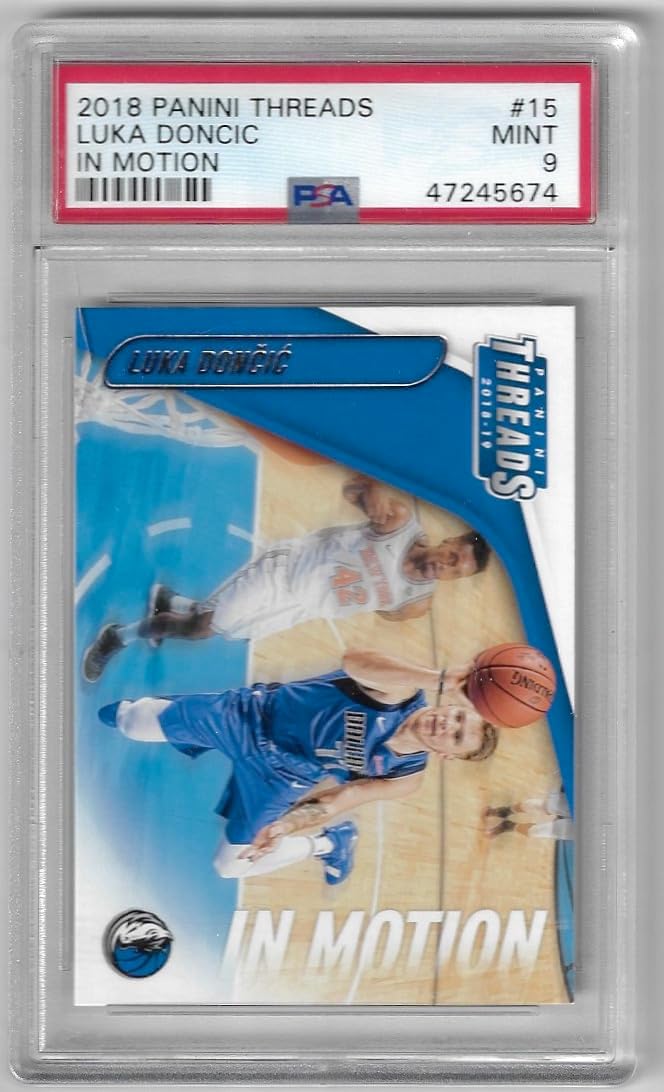 Luka Doncic Graded 9 Mint In Motion Collectible Basketball Card - 2018 Panini Threads Basketball Card #15 (Mavericks)