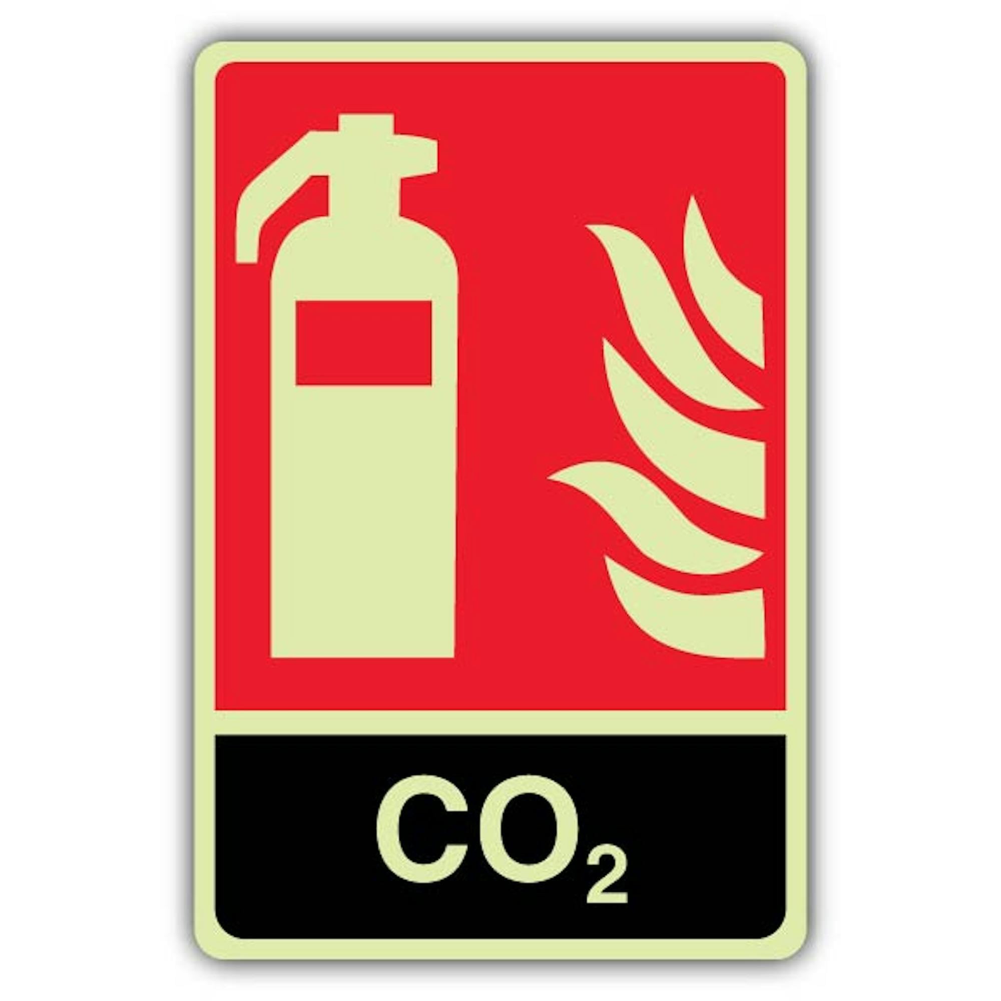 V Safety Glow In The Dark General CO2 Fire Extinguisher Sign - 300 x 450 mm - Made From Double Glow Rigid Plastic - Fire Safety Signage - Made in Britain