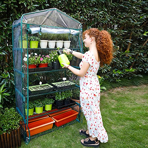 Worth Garden 50% Extra Wide Mini Greenhouse 5 Tier Portable Plant Green House 40in Wide -Sturdy Gardening Shelves with PVC Cover - Indoor & Outdoor Wheatgrass Growing - 19″x40″x75″ - Thumbnail 2