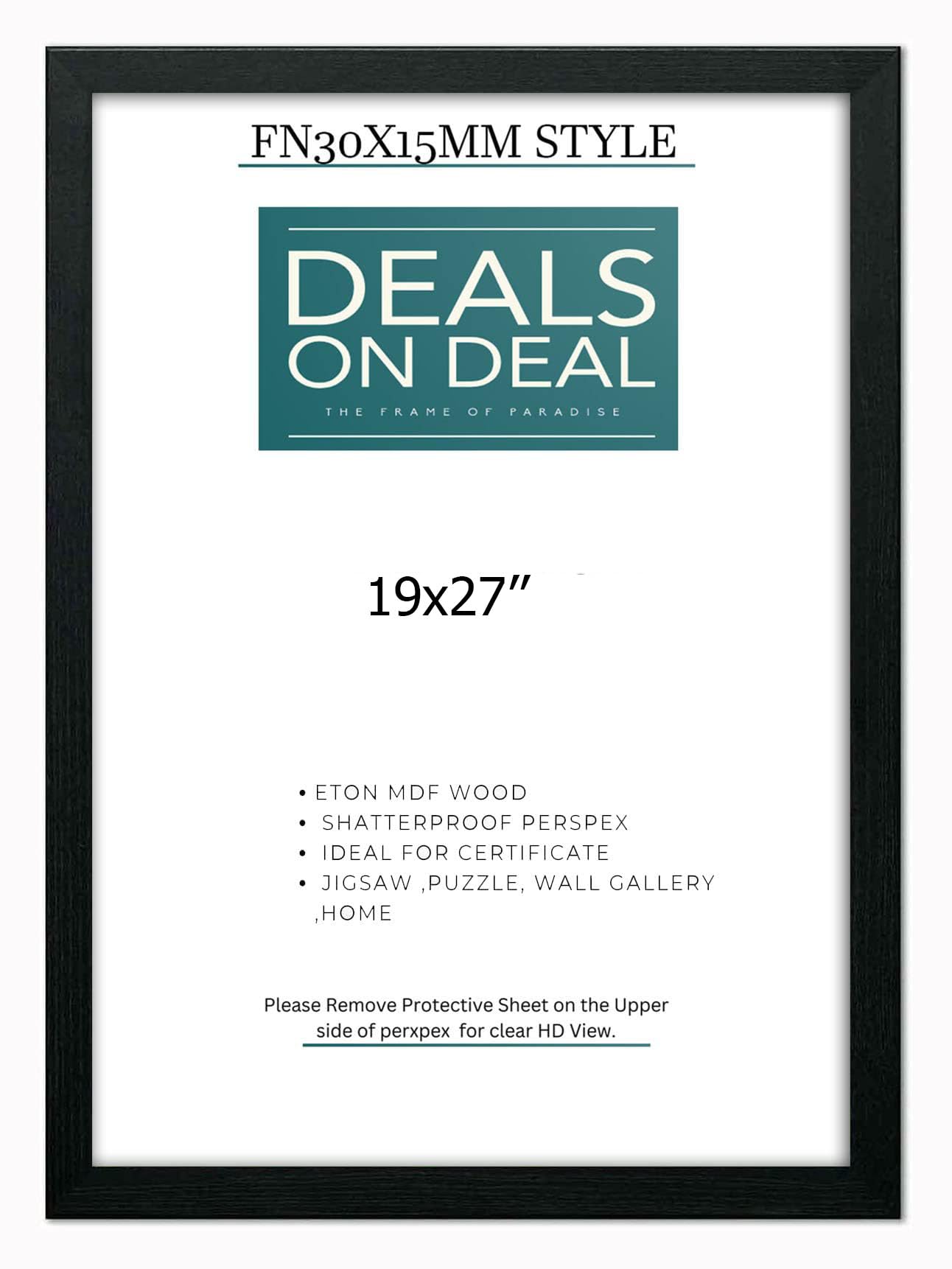 DEALS ON DEAL Modern style 19x27 Picture Frame | Poster frame Jigsaw Puzzle (48.26 x 68.58 cm) MDF Acrylic, Wood frame Plexiglass | for Weddings Anniversary Memories Movie Artwork Posters Paintings