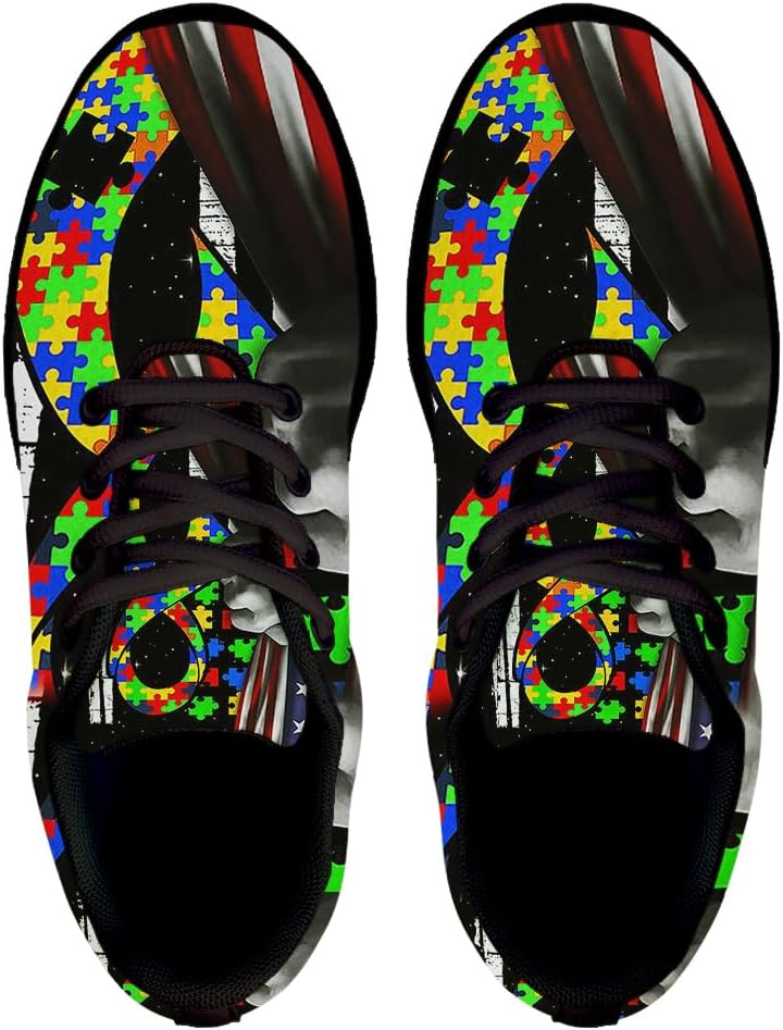 Autism Awareness Shoes for Women Men Trail Running Casual Fashion Sneakers Slip-on Tennis Shoes