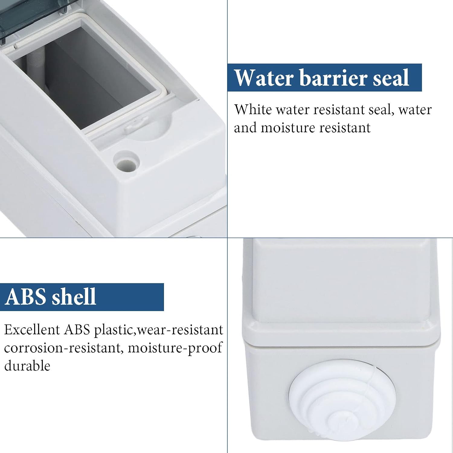 IP66 Clear Cover 2 Way MCB Power Distribution Box DIN Rail Junction Protection Case, for Electrical, Communication, Fire-fighting Equipment