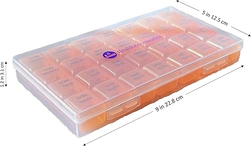 Pastillero español 7 días semanalmente cuatro veces por día (grande) organizador de pastilleros español. para una semana.