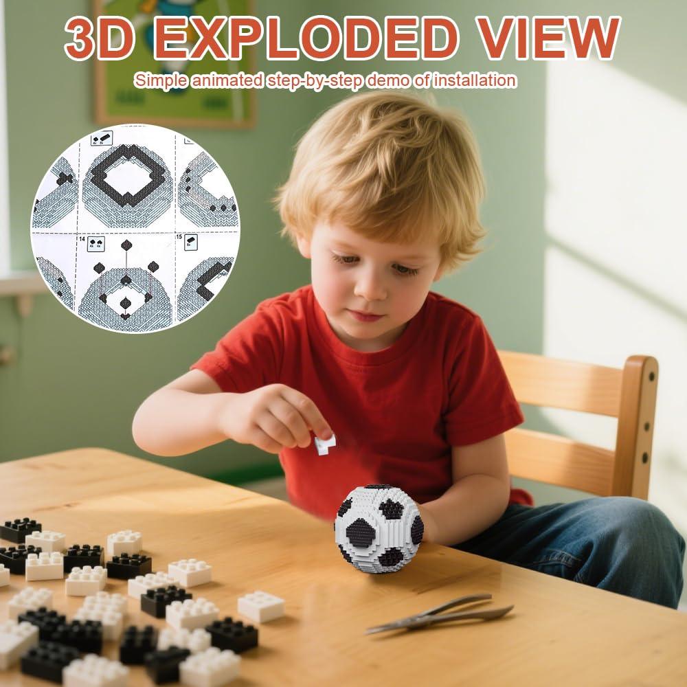 WDKXCN Football Building Blocks, Classic Football Mini Building Blocks - Image 3