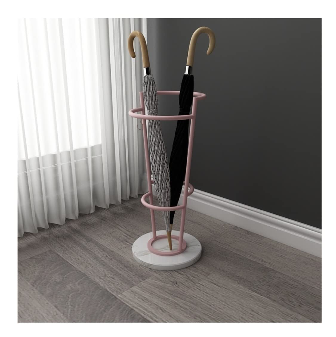 BHFPFZA Modern Iron Umbrella Holder Stand with Marble Base and Hook Ideal for Apartment Hotel Office Entrance Decor