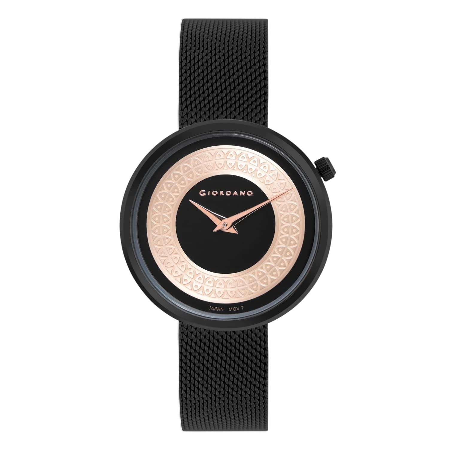 Giordano Black Analogue Watch for Women with Black Dial and Stylish Mesh Band Ladies Wrist Watch to Complement Your Party Look GD-60008-11 (B09XMKJ73G) Amazon Price History, Amazon Price Tracker