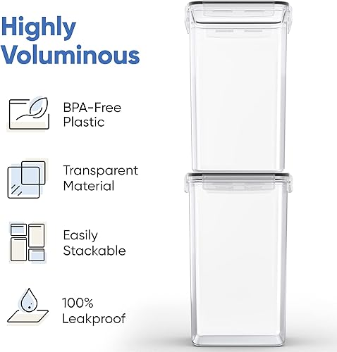 Miniatura 27 de Chef's Path Recipientes herméticos extra grandes de almacenamiento de harina y azúcar con tapas, juego de 2, recipientes de despensa de 6.5L