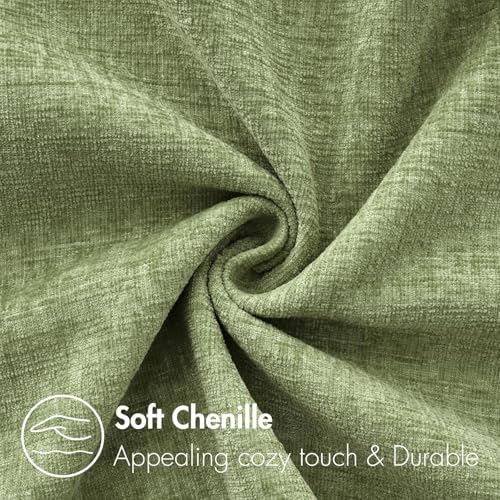 Image of MIULEE Pack of 2 Couch Throw Pillow Covers 14x24 Inch Spring Soft Sage Green Chenille Lumbar Pillow Covers for Sofa Living Room Solid Dyed Cases