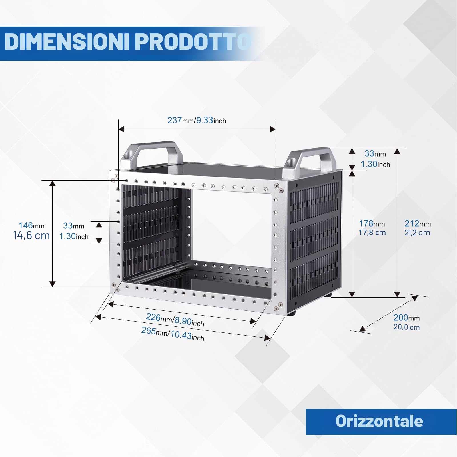 GeeekPi DeskPi RackMate TT Mini Server Cabinet per Mini PC, rete, server, apparecchiature audio e video