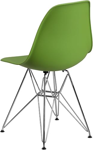 Miniatura 3 de Flash Furniture Elon Series Silla de plástico verde con base cromada Verde,Gris (Moss Gray),marino,Naranja,https://www.amazon.com/dp/undefined