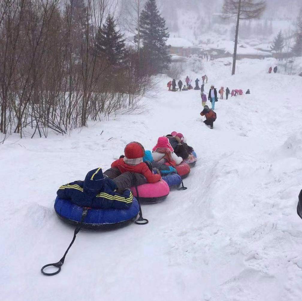 Flexible Flyer Heavy-Duty Commercial Snow Tube. Hard Plastic Bottom Inflatable Adult Sled, 42 x 42 x 11