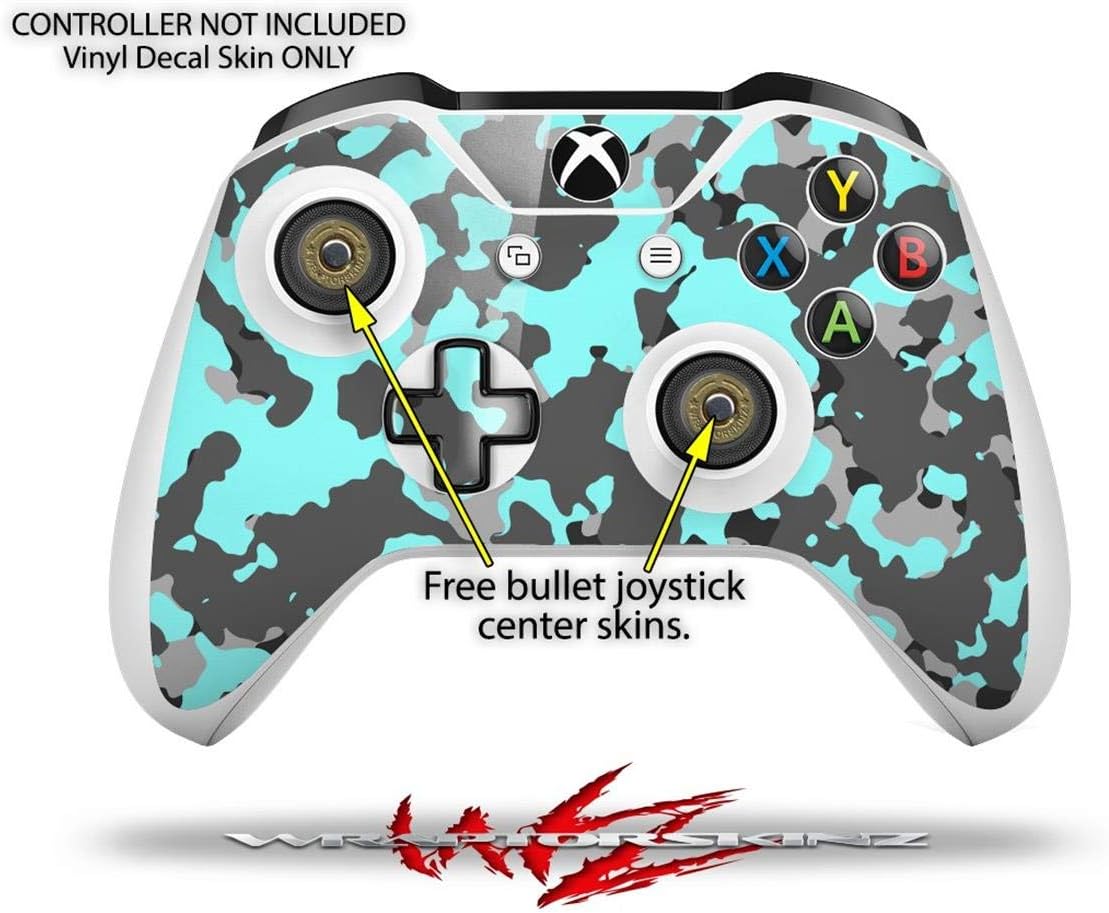 Decal Vinyl Skin Wrap Compatible with Xbox One S Console and Controllers - WraptorCamo Old School Camouflage Camo Neon Teal