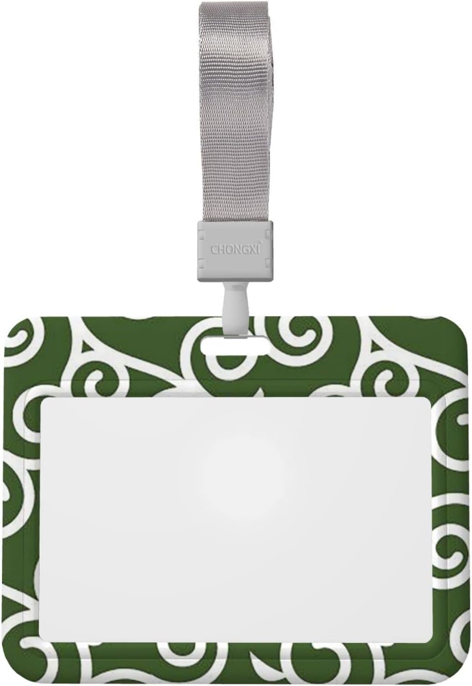 Idカードホルダー 横型 和柄 緑 唐草模様 吊り下げ名札 ネームホルダー パスケース カードケース おしゃれ 社員証 名札ホルダー 定期入れ Idカードケース カード入れ 名札ケース 名刺入れ 学生証 首掛け ネックストラップ付き ビジネス 学校 男女兼用 ギフト