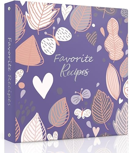 Miniatura 7 de Carpeta de recetas de 8.5 x 11 pulgadas, 3 anillos, libro de recetas para escribir en tus propias recetas, carpeta de recetas de página completa con
