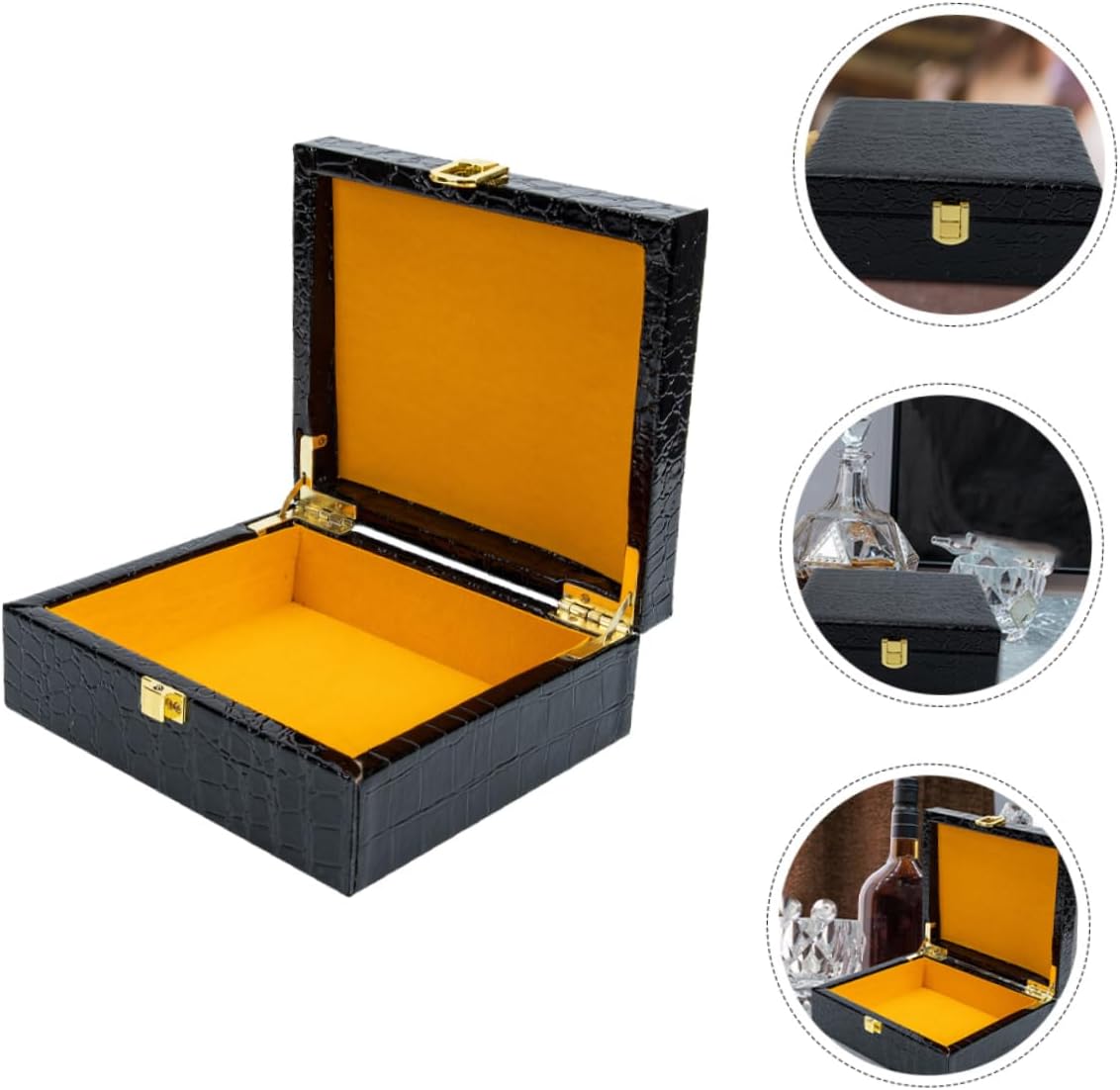 Unomor 2Pcs Flipping Cover Cigar Storage Box Portable Home Cigar Case Retro Humidor Organizer for Items Stylish Design for Travel
