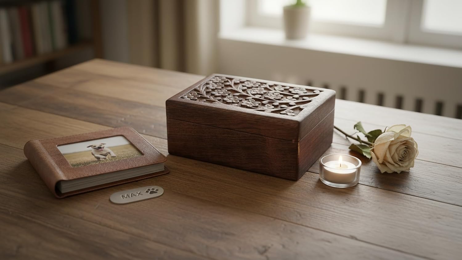 Handmade Wooden Pet Urn Box for Dog & Cat Ashes Keepsake Cremation Box image 3