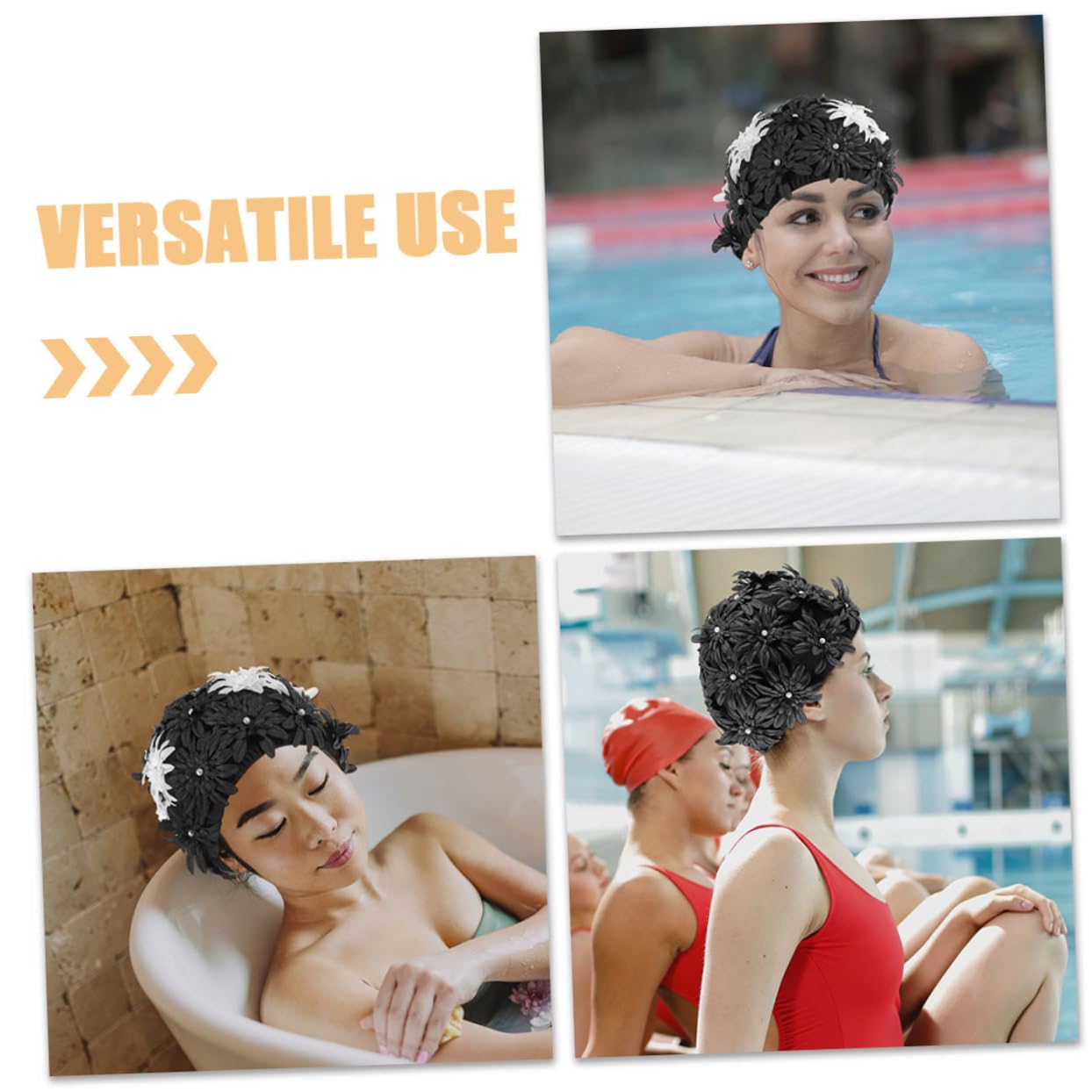 iplusmile 2piezas Gorro De Baño para Mujer Adulto con Diseño Floral De Alta Elasticidad para Cabello De Tela para Nadar Verano