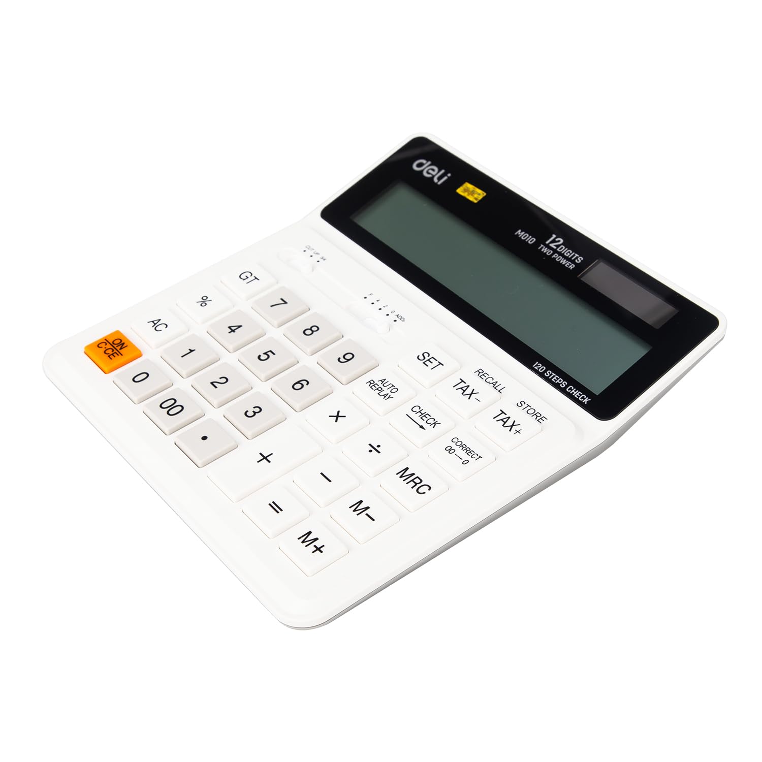 Deli EM01010 - Calculadora de 12 dígitos, color blanco