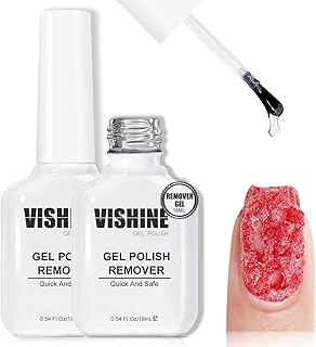 Vishine 2PCS Gel Nail Polish Remover, Gel Polish Remover for Nails, No Need for Foil, Quick & Easy Polish Remover In 2-3 Minutes, No Need Soaking Or Wrapping 16ml