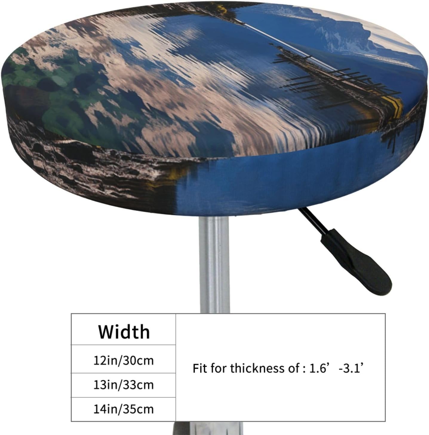 Bar Stool Cover Round Elastic Stool Cushion Covers National Park Lake Bar Chair Cover Washable Stool Cushion Slipcover Stretch Stool Seat Covers for 12-14 Inch Chair