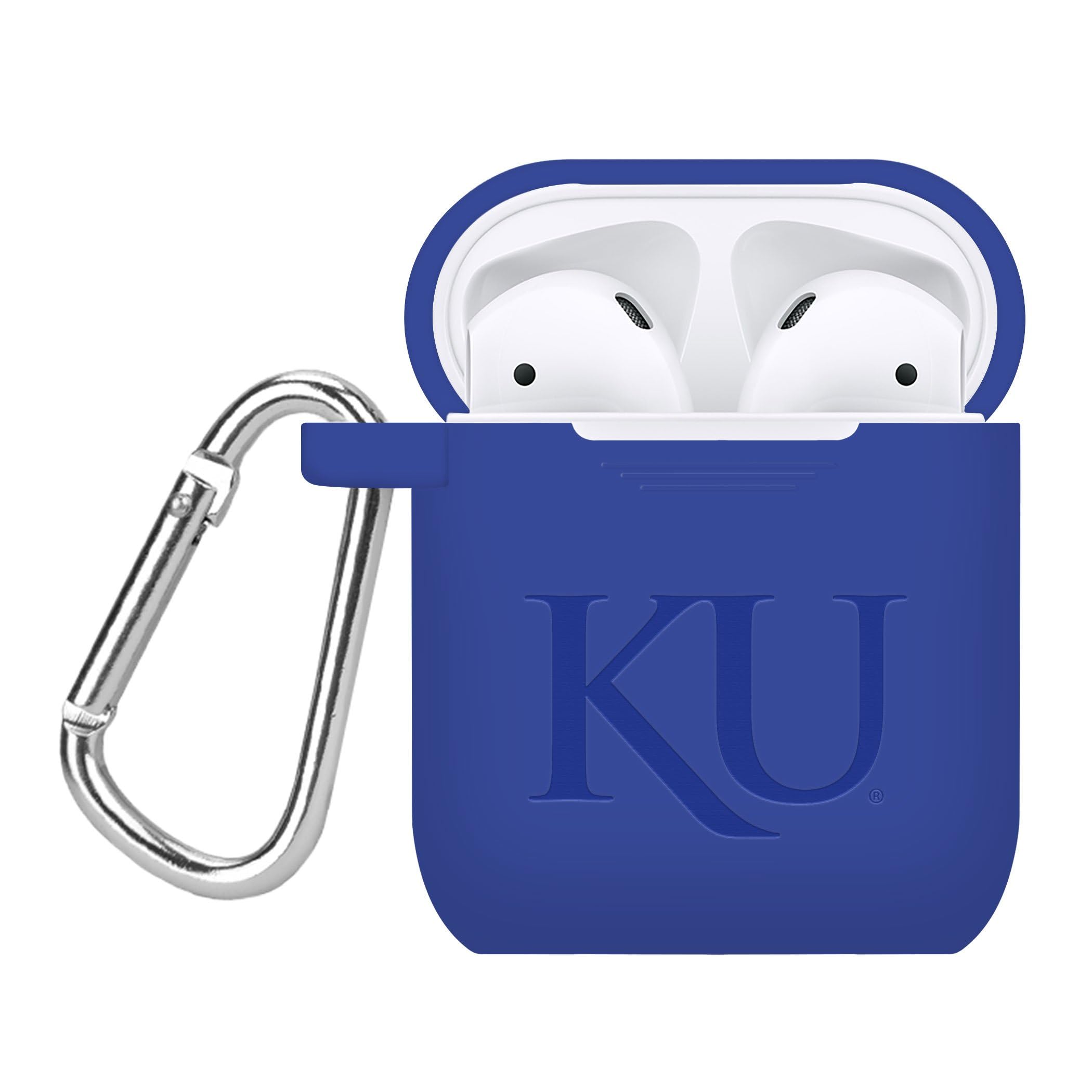 AFFINITY BANDS Kansas Jayhawks Engraved Silicone Case Cover Compatible with Apple AirPods Gen 1 & 2 (Blue)