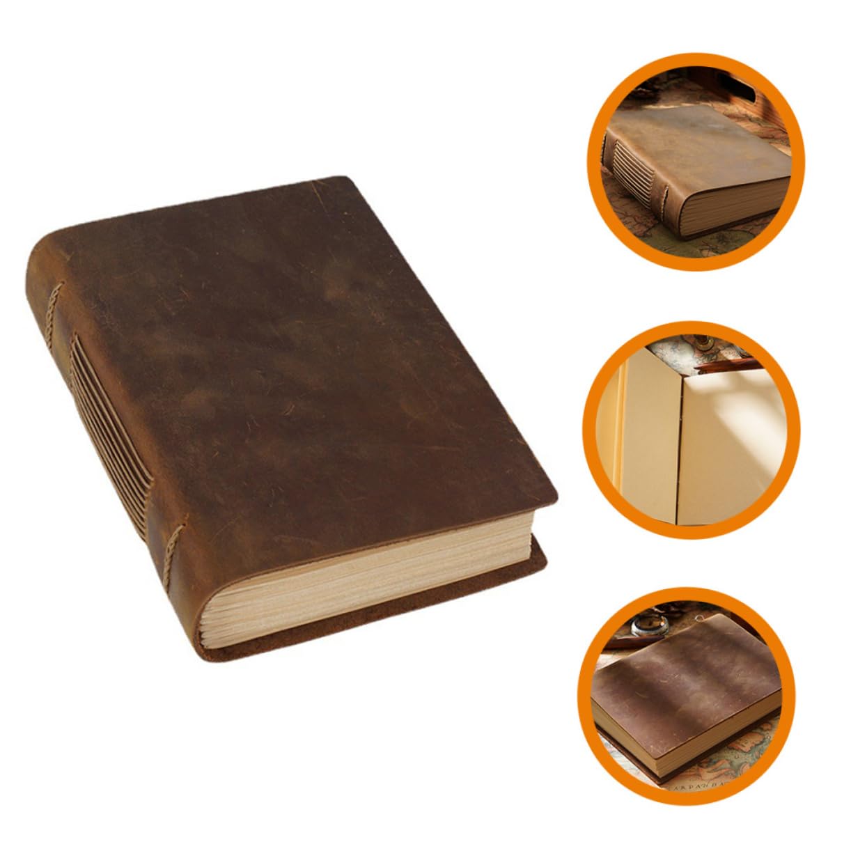 Operitacx Quaderno Diario Vintage in Pelle Bovina Marrone per Appunti | Carta Ispessita, Protegge le Pagine Interne, Stile Semplice e Raffinato per Viaggio e Insegnamento
