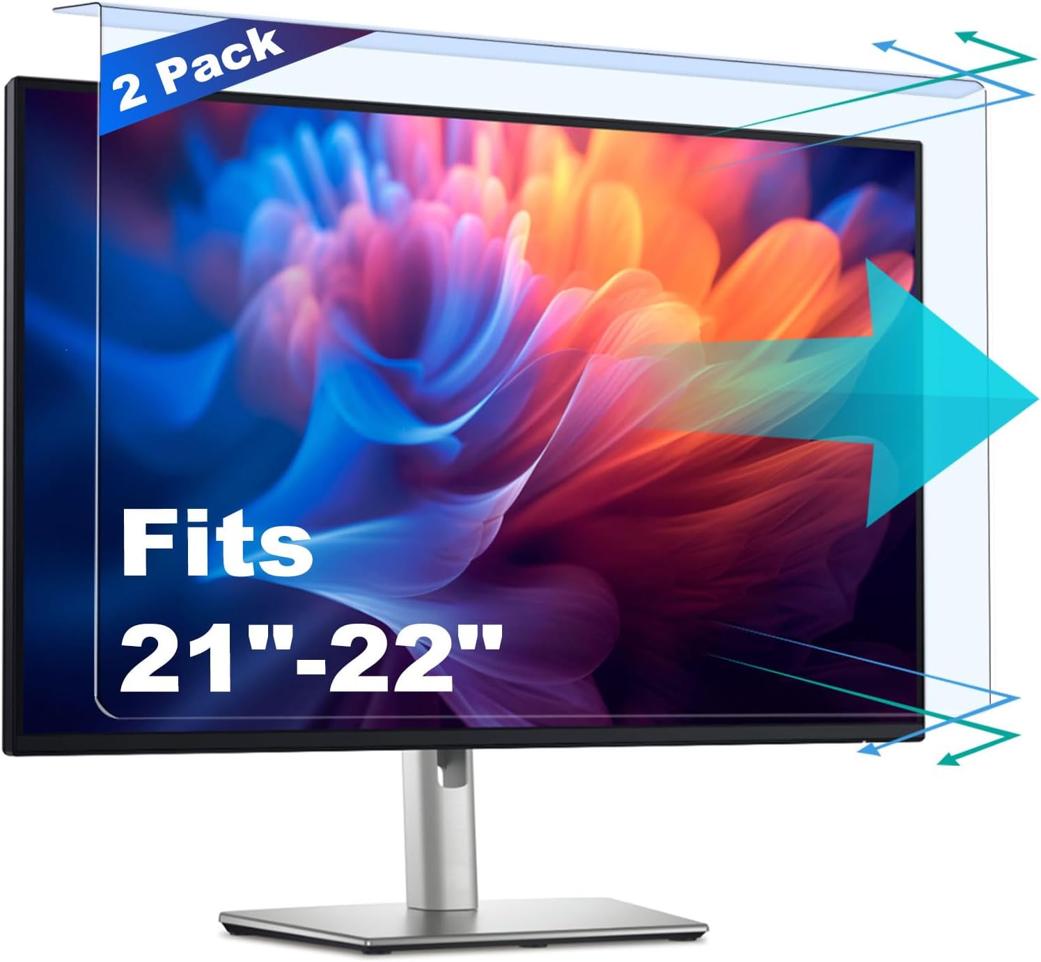 2 Pack Anti-Blue Light & Anti-Scratch Screen Protector Shield for 20, 20.2, 21.5, 21.6, 22 Inches Desktop Computer Monitor, Hanging Block Filter Panel for Eye Protection