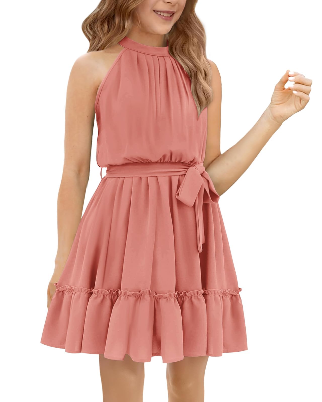 Vestido de niña sin mangas clásico casual largo hasta la rodilla verano princesa fiesta boda