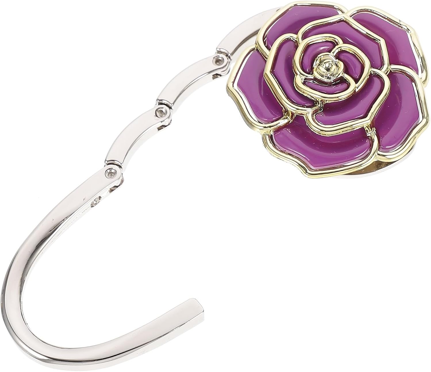Rose Flower Shaped Folding Handbag Hanger for Table, Purple