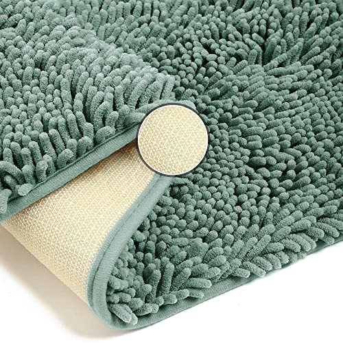 Poligono Microfiber Bathroom Rug, Long Pile 50x80 cm, WC Mats, Soft, Non-slip, Aqua green - Image 4