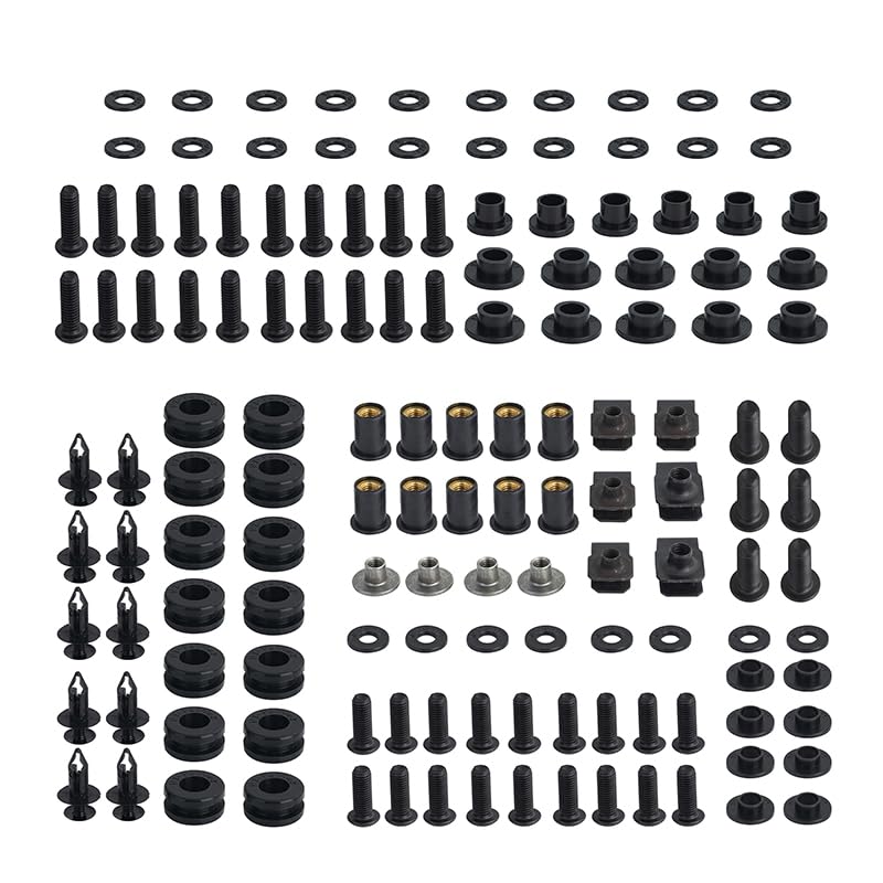 Motorcycle Fairing Bolt Kit Possbay Complete Fairing Bolts Screws Kits Fit for Honda CBR600RR 2003-2006 Mounting Kits Washers Nuts Fastenings Clips Grommets (Black)