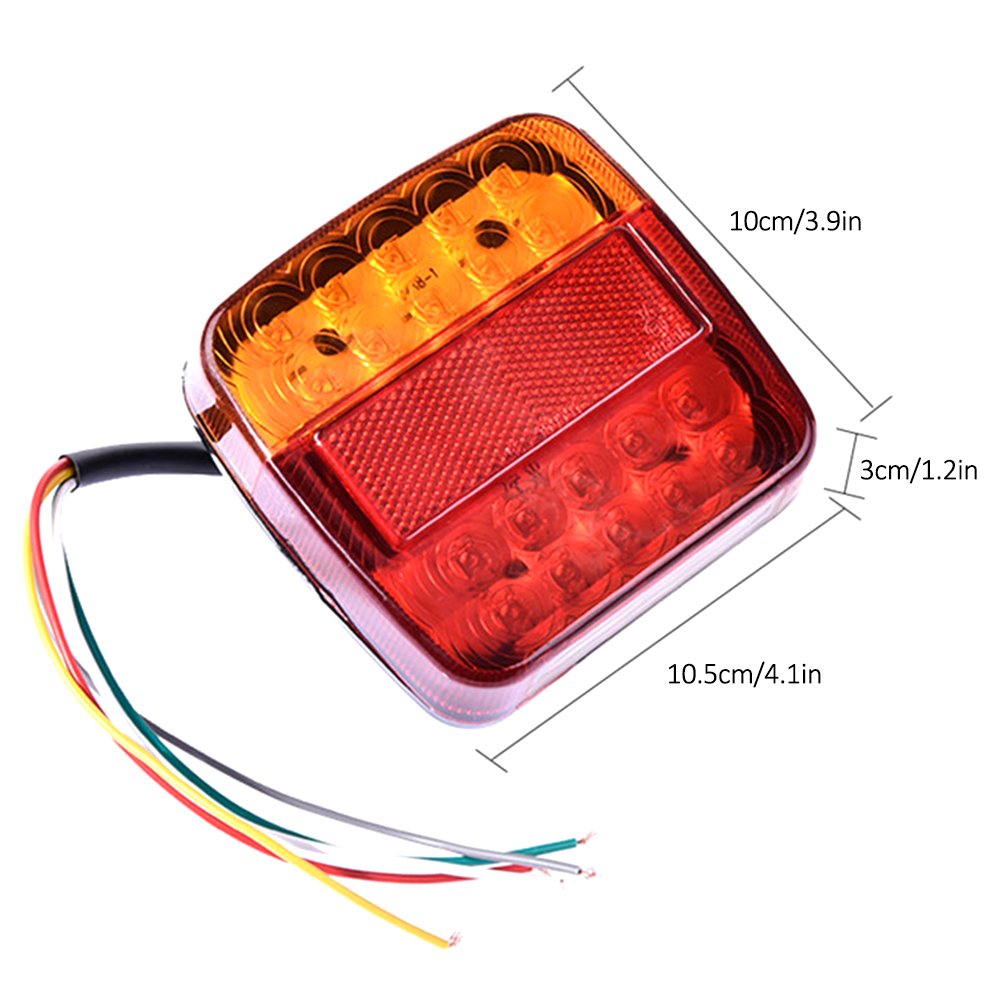 Tropicaleu 2PCS Luces Traseras de Remolque de Freno de Señal 12V Indicador para Caravana Impermeable Coche Camión Rojo Ambar Lámpara de Matrícula Luces de Cola 20 LED