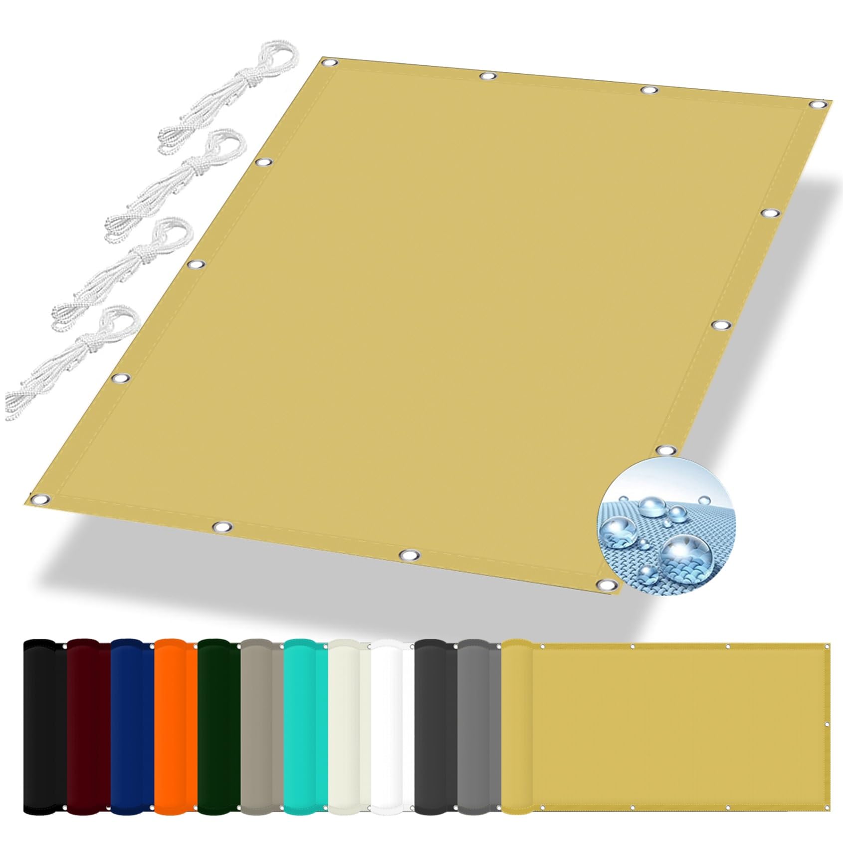 GLDYTVF Large Waterproof Sun Shade Sail with Grommets Custom Ideal for Balcony Carports and Kennels Cream Color