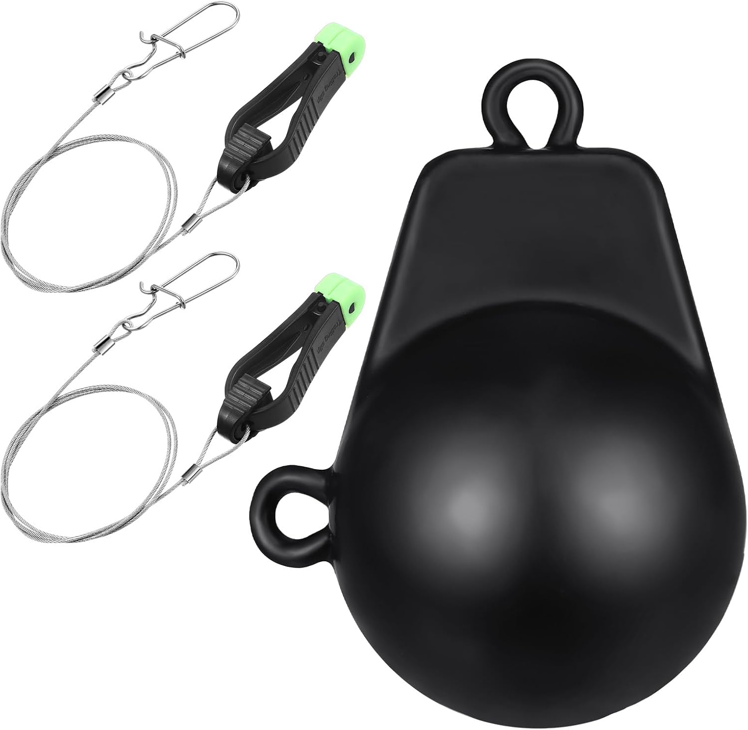 Deep Sea Fishing Tackle Kit Included 2 Pcs Downrigger Release Clips (with 45cm Steel Lines) and 1 PC 4-lb Black Coated Cast Iron Downrigger Weight Ball